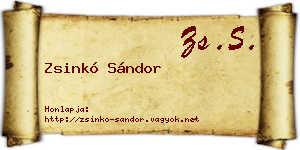 Zsinkó Sándor névjegykártya